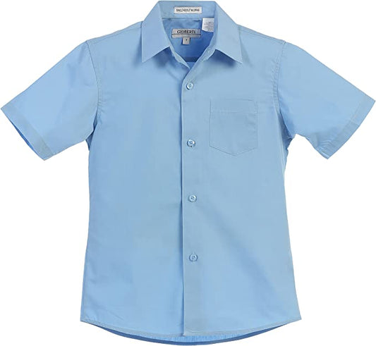 Boy's Short Sleeve Solid Dress Shirt - Sky Blue