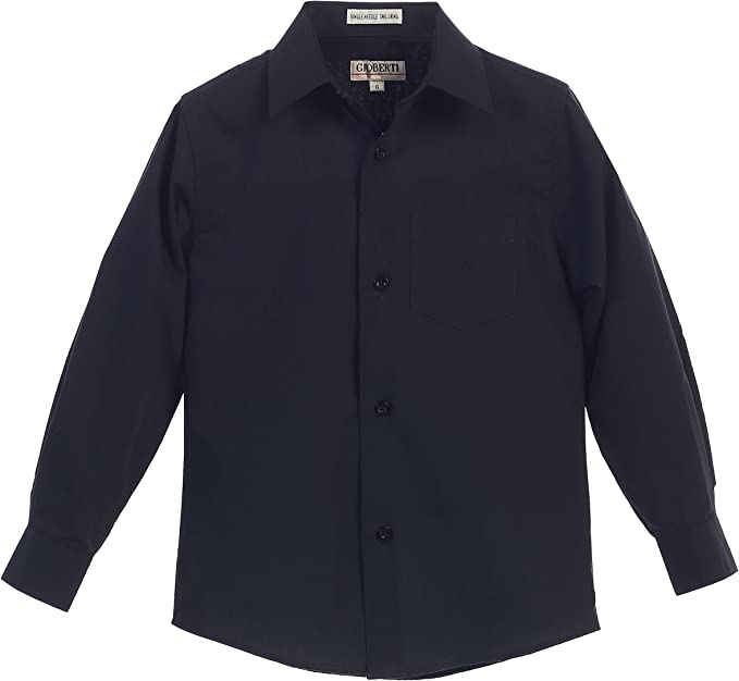Boy's Long Sleeve Solid Dress Shirt -Black