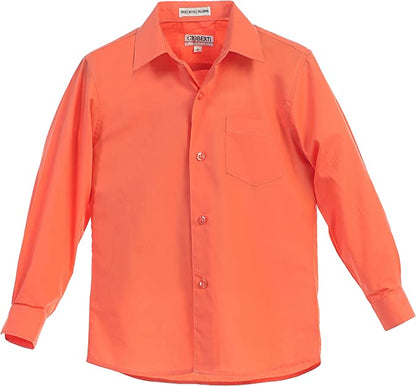 Boy's Long Sleeve Solid Dress Shirt - Coral