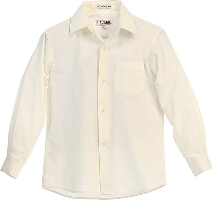 Boy's Long Sleeve Solid Dress Shirt - Ivory