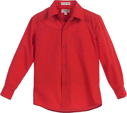 Boy's Long Sleeve Solid Dress Shirt - Red