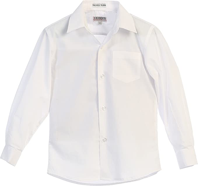 Boy's Long Sleeve Solid Dress Shirt - White
