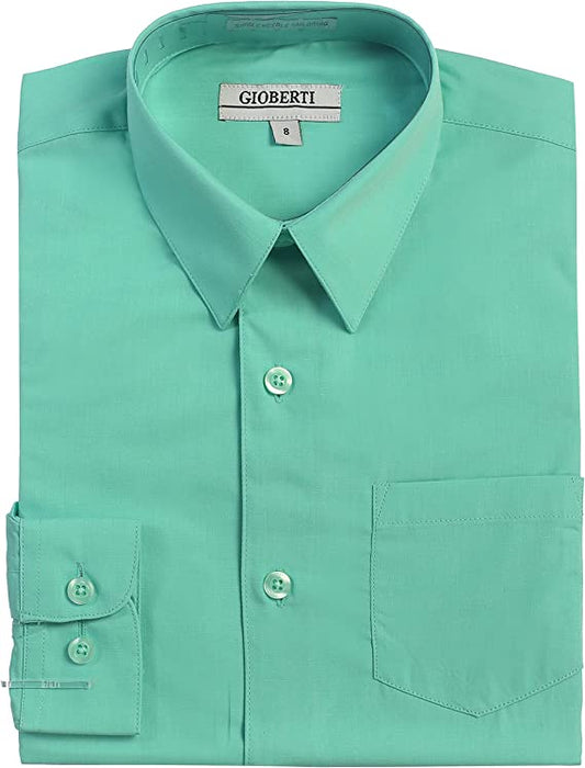 Boy's Long Sleeve Solid Dress Shirt - Mint