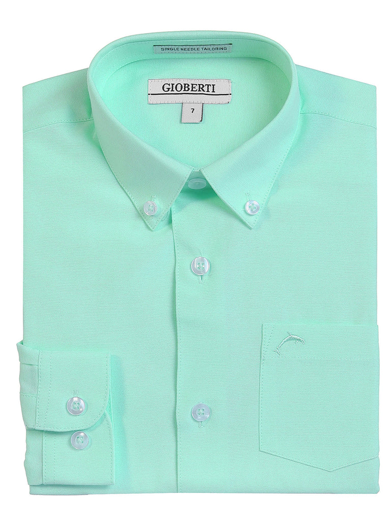Boy's Oxford Long Sleeve Dress Shirt - Aqua Blue Suit Addiction Boy's Oxford Long Sleeve Dress Shirt - Aqua Blue Suit Addiction