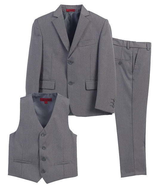 Boys Gray 3 Piece Formal Suit 3 Piece Set Dinner Jacket Vest Dress Pants 