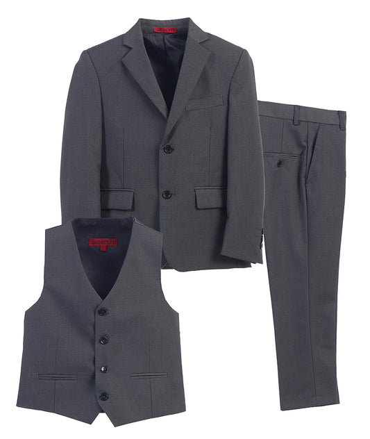 Boys Charcoal Dress Suit 3 piece Set Jacket Vest Pants
