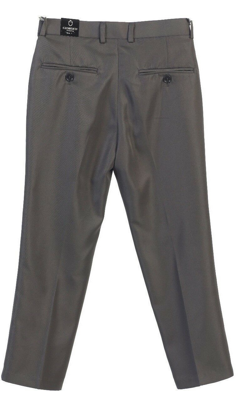 Boys Formal Flat Front Dress Pants With Adjustable Waist - Gray