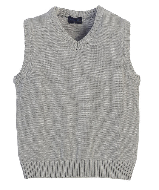 V-Neck 100% Cotton Knitted Pullover Sweater Vest- Gray