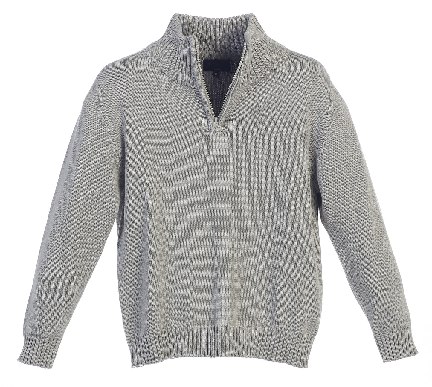 Knitted Half Zip 100% Cotton Sweater - Gray