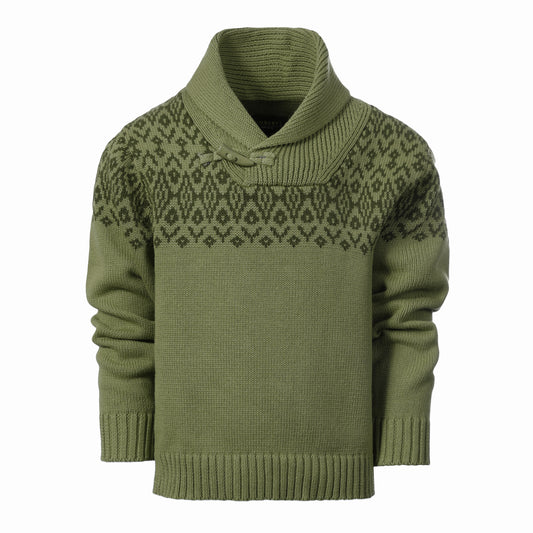 Pullover Knitted Sweater with Toggle Button Closure-Hunter Green