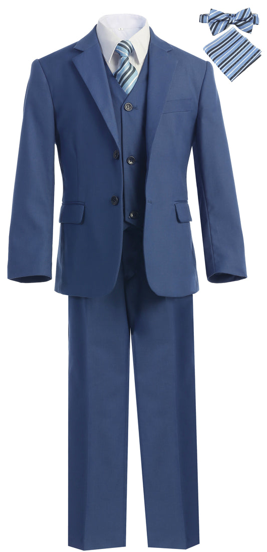 youth indigo blue slim fit formal suit set 