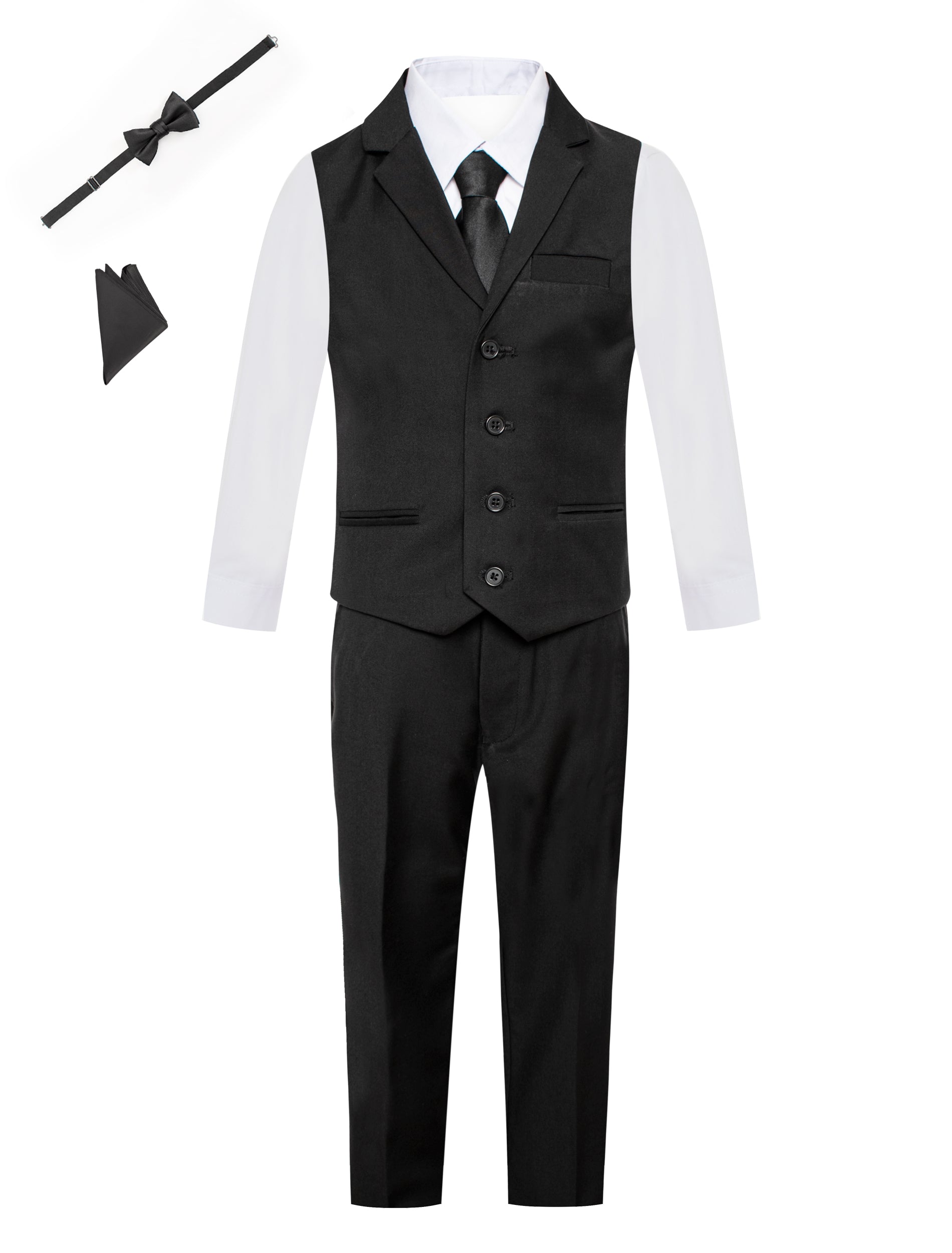 black notch lapel slim fit boys formal vest set