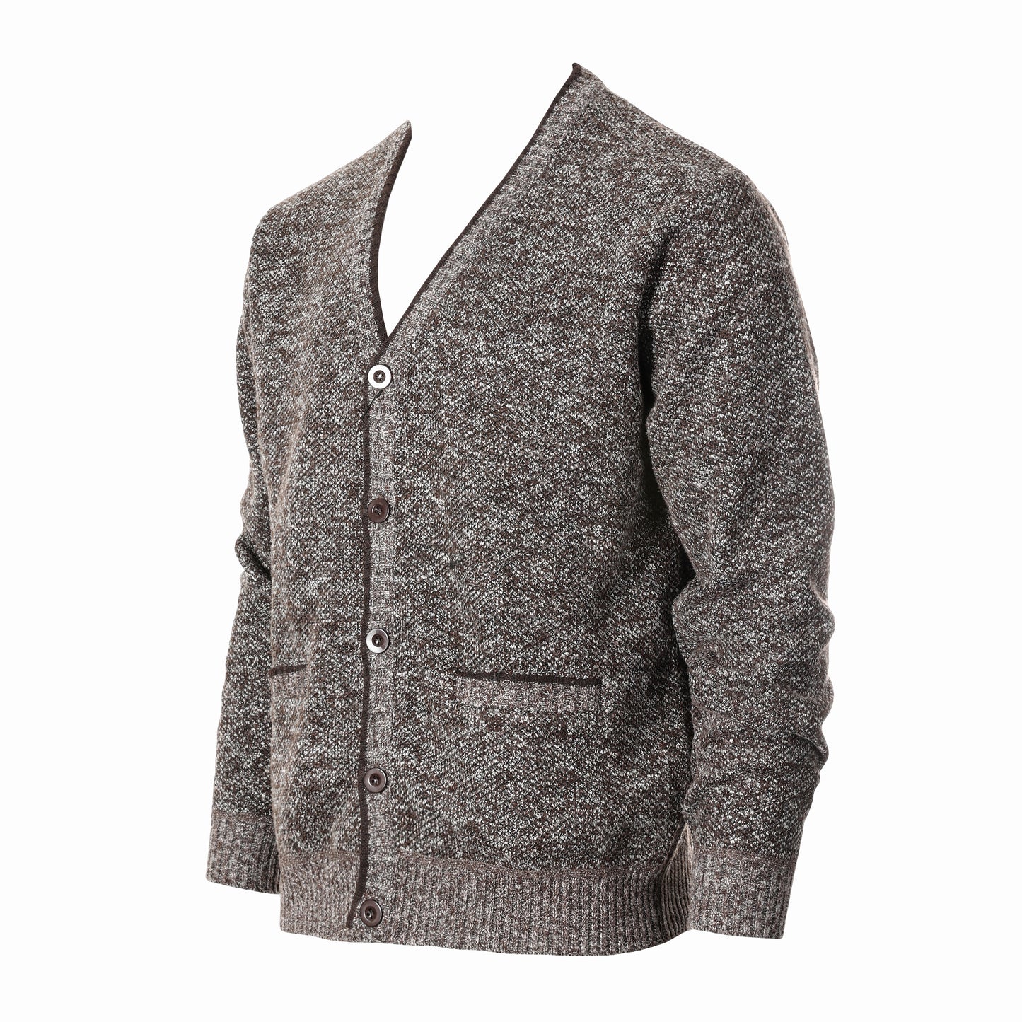 Cardigan Sweater with Soft Brushed Flannel Lining and Pockets -Coffee