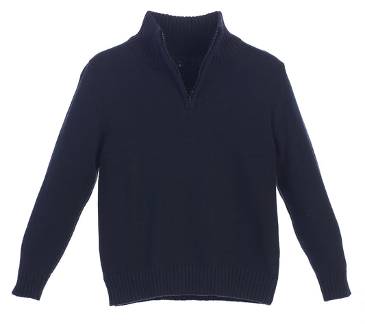 Knitted Half Zip 100% Cotton Sweater - Navy