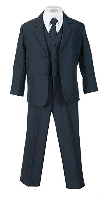 Boys Suit 5-Piece Set With Shirt And Vest 100% Polyester - Navy
