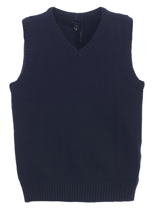 V-Neck 100% Cotton Knitted Pullover Sweater Vest- Navy
