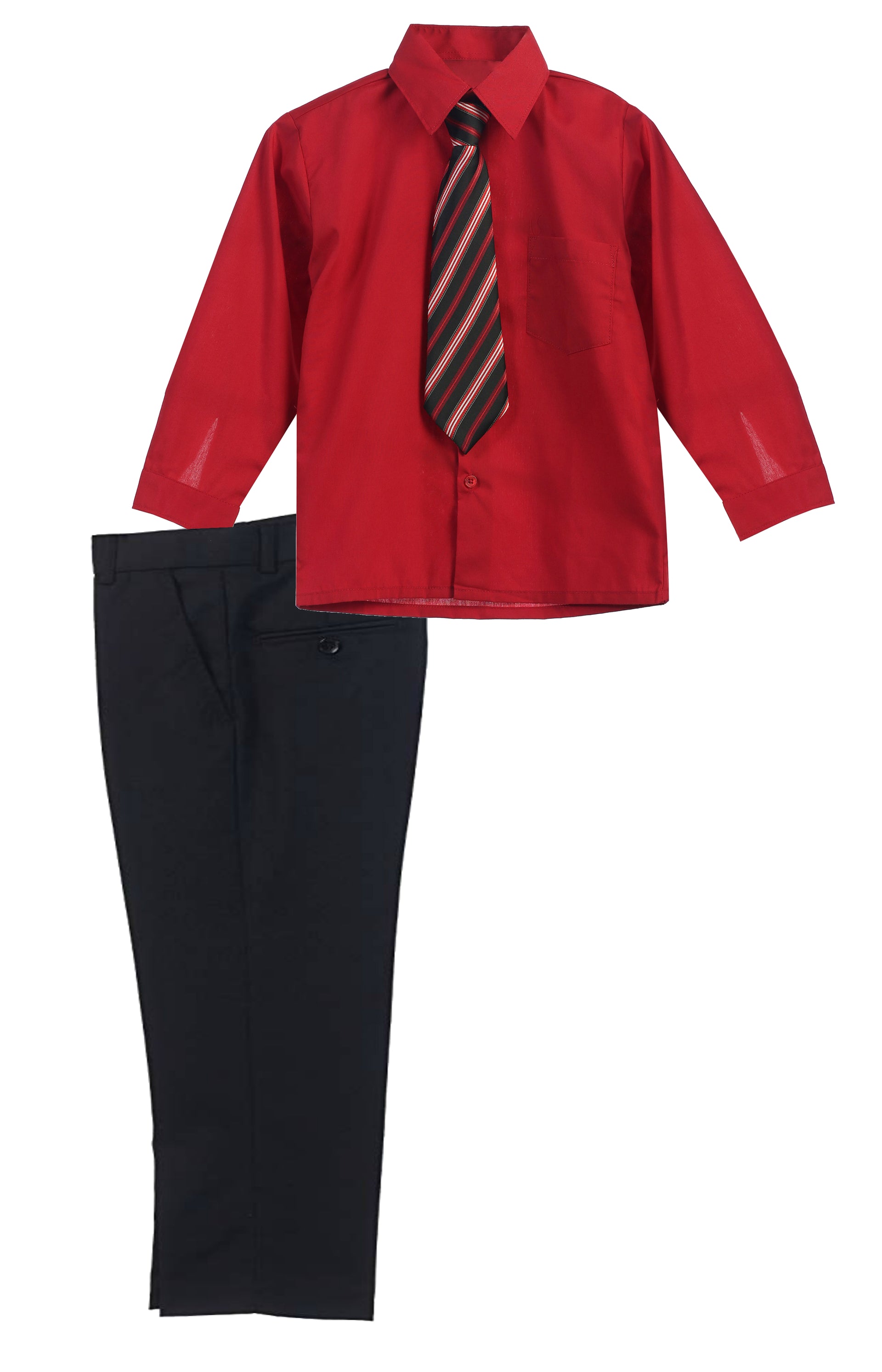 red and black dress pants Boys Dress Pants Set With Shirt And Tie -Black Pants / Red Shirt – Suit  Addiction