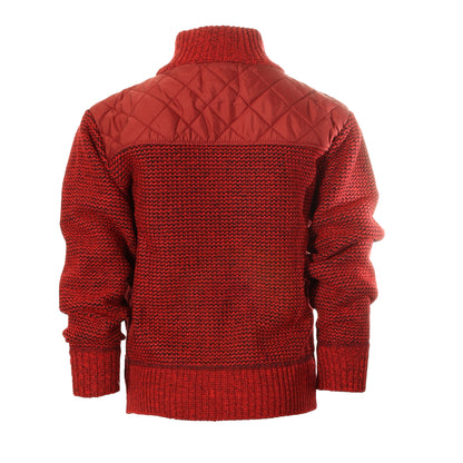 Knitted Full Zip Cardigan Sweater with Soft Brushed Flannel Lining - Red