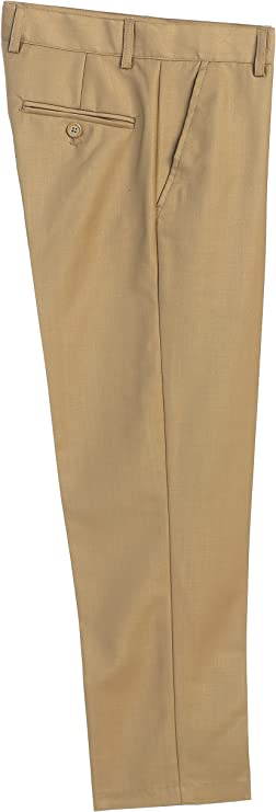 Boys Formal Flat Front Dress Pants With Adjustable Waist - Khaki