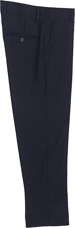 Boys Formal Flat Front Dress Pants With Adjustable Waist - Navy