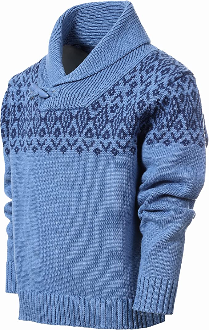 Pullover Knitted Sweater with Toggle Button Closure-Royal Blue