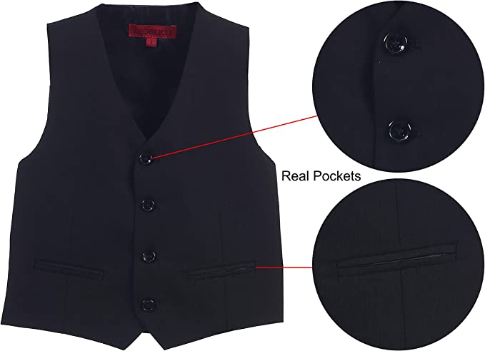 Formal Vest Suit 4 Button Toddler's Kids Boys -Black