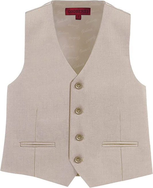 Formal Vest Suit 4 Button Toddler's Kids Boys -Beige