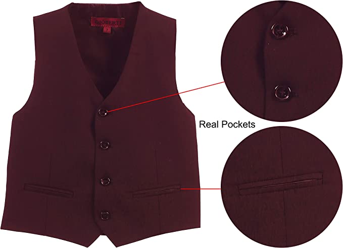 Formal Vest Suit 4 Button Toddler's Kids Boys -Burgundy