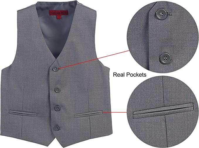 Formal Vest Suit 4 Button Toddler's Kids Boys - Gray