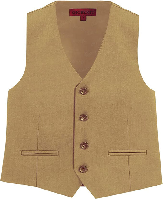 Formal Vest Suit 4 Button Toddler's Kids Boys - Khaki