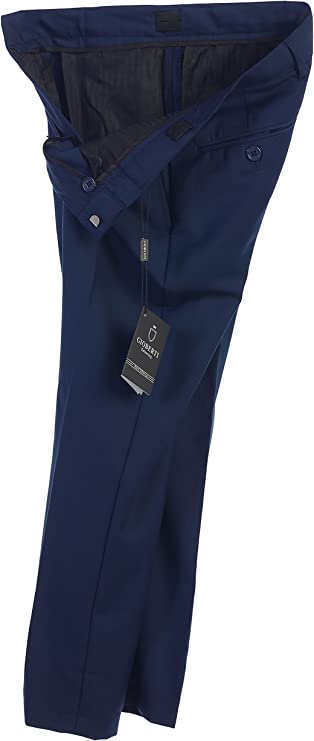 Boys Formal Flat Front Dress Pants With Adjustable Waist - Royal Blue