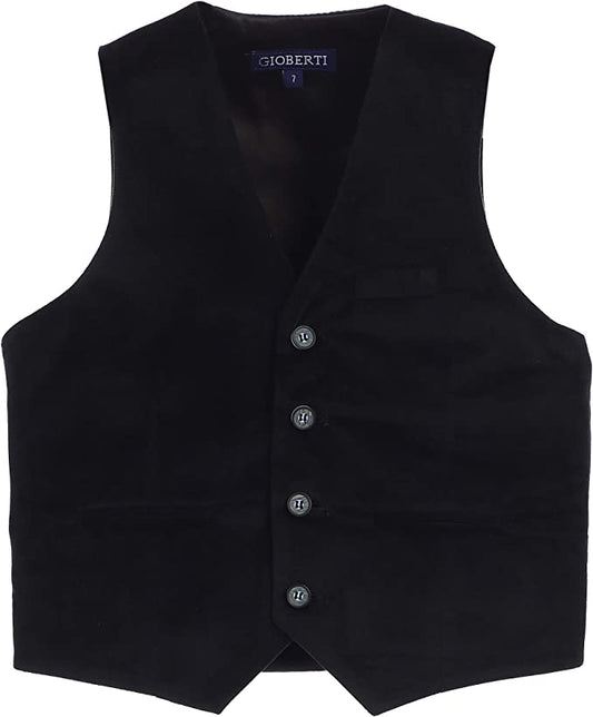 Formal Velvet 4 Button Vest Suit Toddler's Kids Boys -Black
