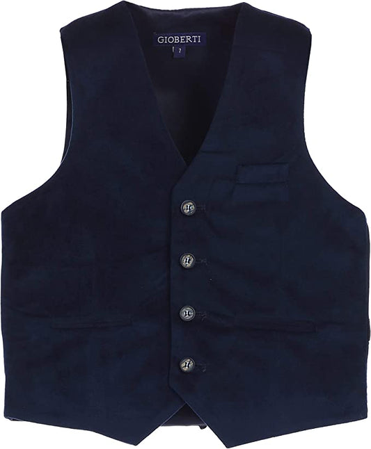 Formal Velvet 4 Button Vest Suit Toddler's Kids Boys - Navy