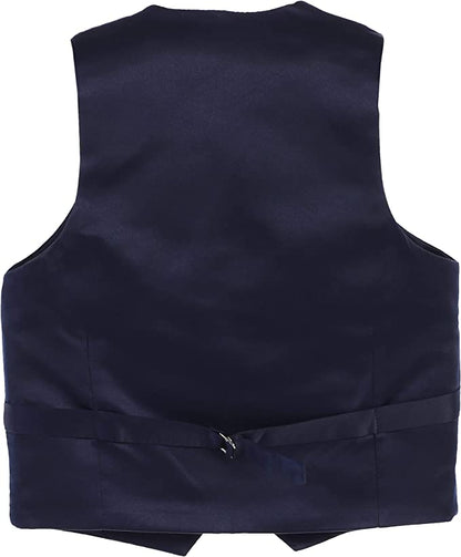 Formal Velvet 4 Button Vest Suit Toddler's Kids Boys - Navy