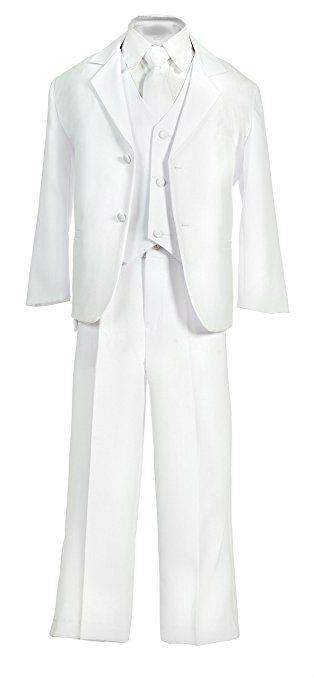 Boys Suit 5-Piece Set With Shirt And Vest 100% Polyester - White