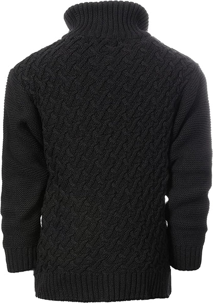 Mock Neck Pullover Knitted Sweater -Black