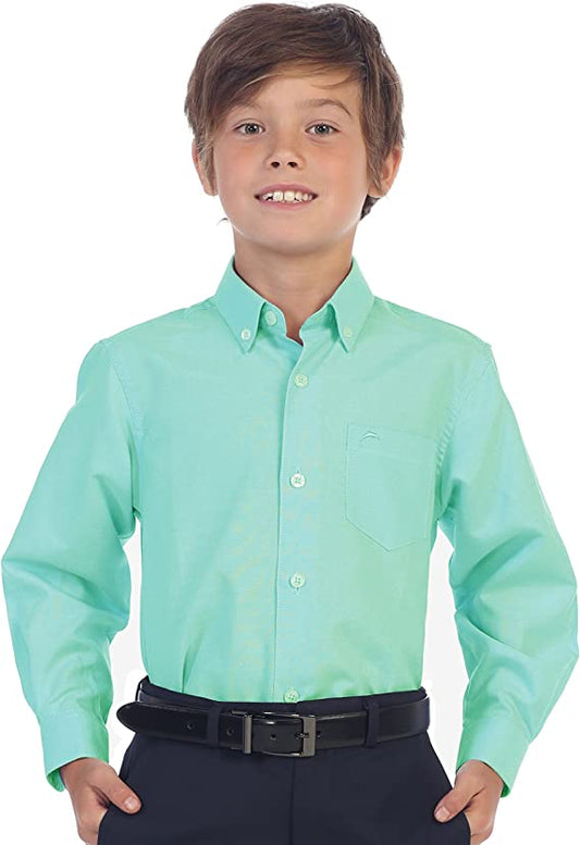 Boy's Oxford Long Sleeve Dress Shirt - Aqua Blue