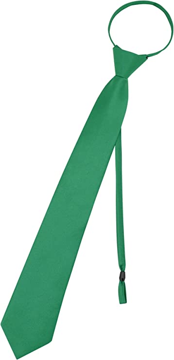 Pre Tied Junior Necktie Solid Color Adjustable Zipper Neck Tie